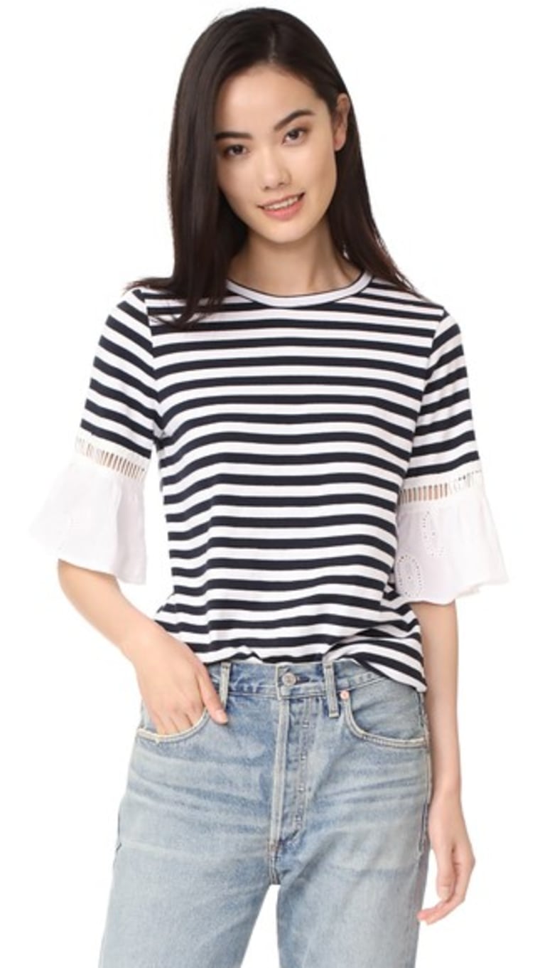 Clu Striped Top with Contrast Ruffles