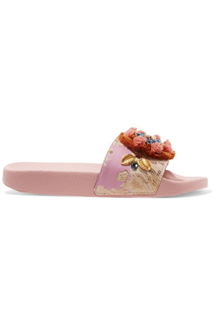 DOLCE &amp; GABBANA Embellished jacquard slides