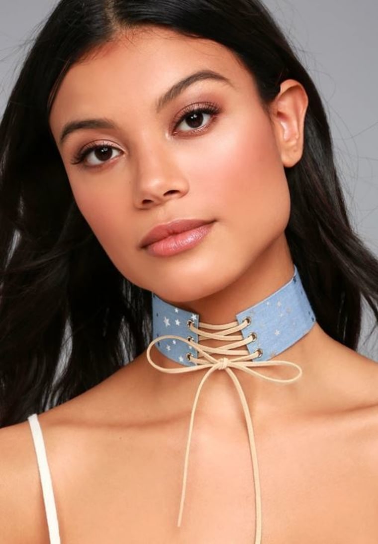 Star Time Blue Lace-Up Star Choker Necklace