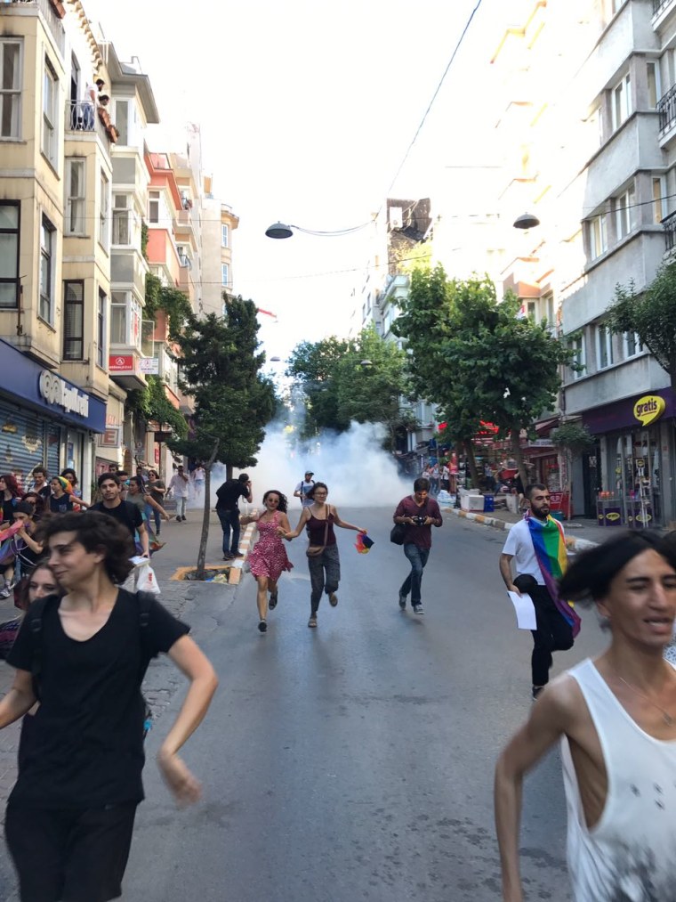 Image: Tear gas is fired at LGBT activists in Istanbul Sunday.