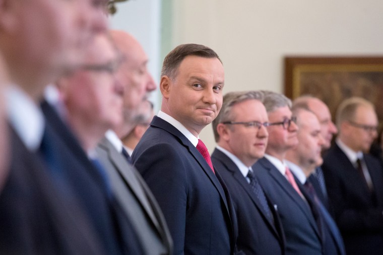 Image: President of Poland Andrzej Duda at Presidential Palace in Warsaw, Poland on June 12, 2017.