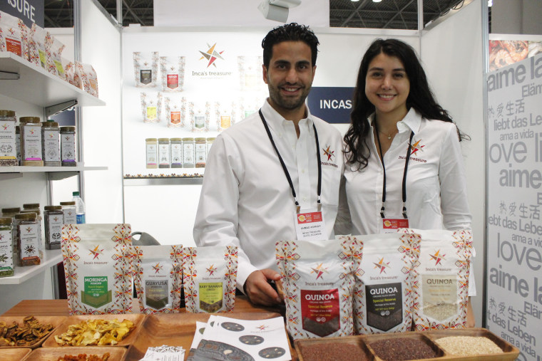 Ahmad Sebastian Ashrafi and his sister Ahdieh Ashrafi stand with their Inca's Treasure product.