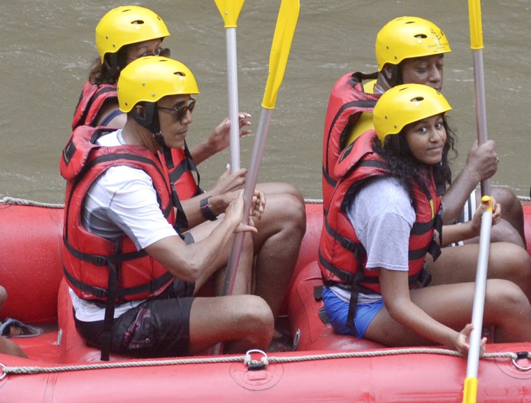 Image: The Obamas go rafting in Bali