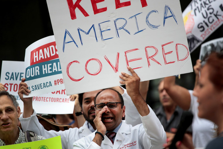 Image: Demonstrators protest changes to the Affordable Care Act on June 22, 2017 in Chicago, Illinois. Senate Republican's unveiled their revised health-care bill in Washington after fine tuning it in behind closed doors.