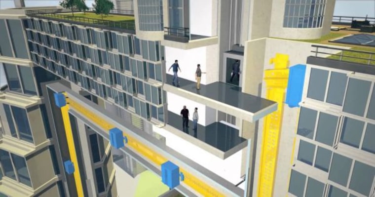 Screenshot of animation of the Maglev elevator