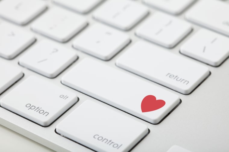 Image: A keyboard with red heart on button