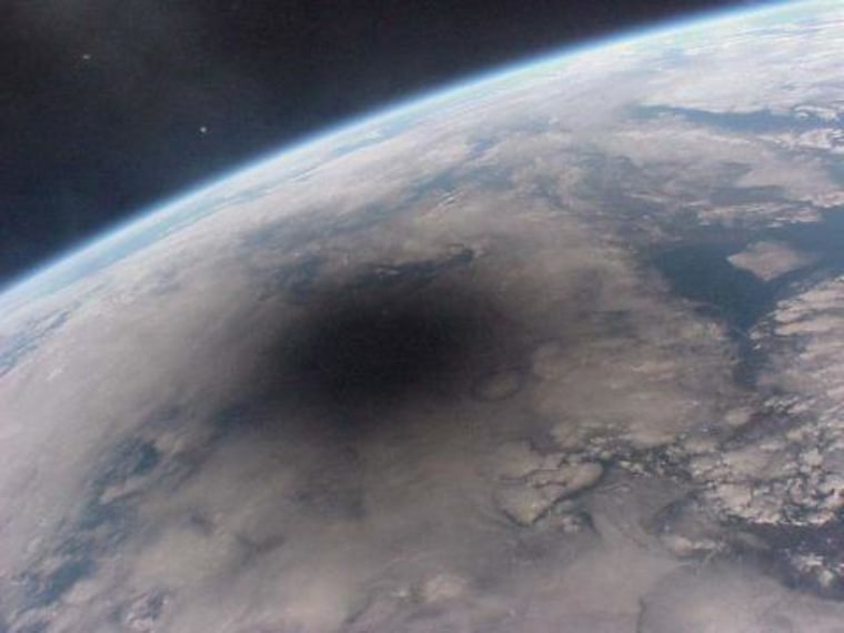 An eclipse shadow as seen from the ISS