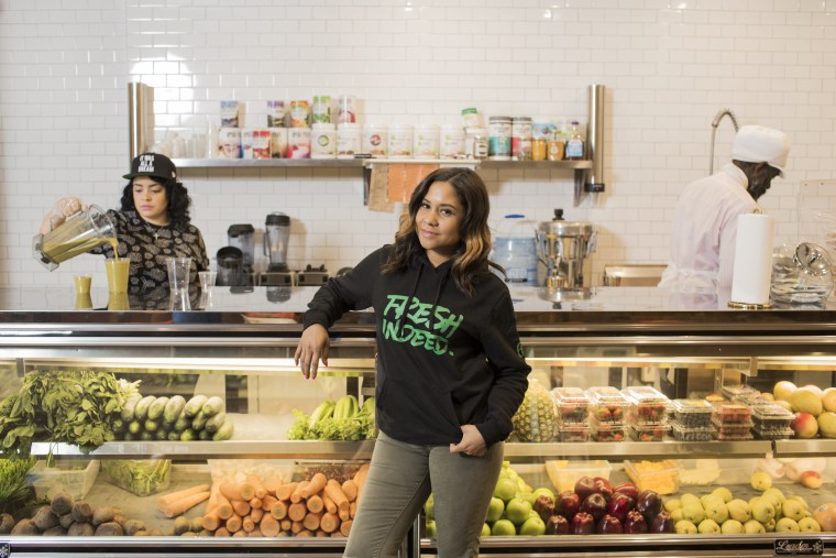Image: Radio personality and DJ Angela Yee recently opened a juice bar called Juices for Life in Bed-Stuy.