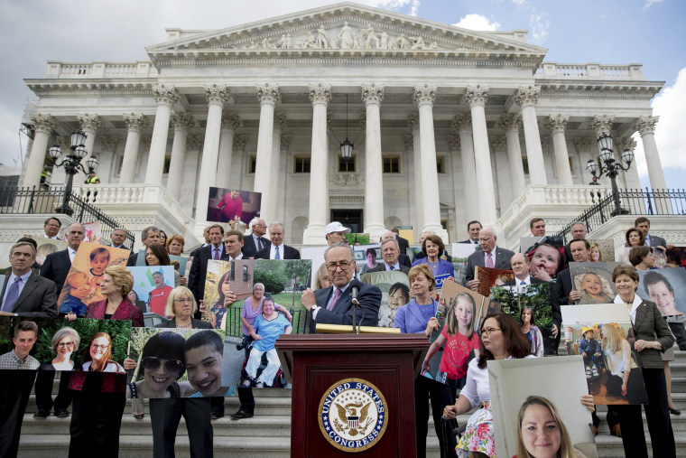 Image: Chuck Schumer hold a press conference outside the Capitol