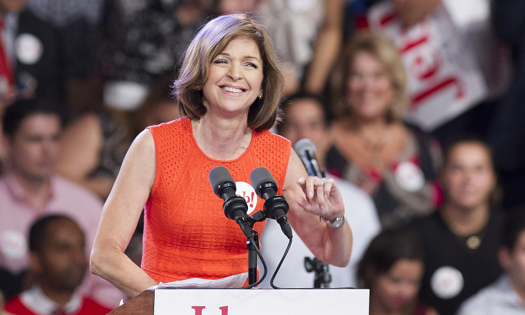 Image: Helen Aguirre Ferre speaks to the crowd