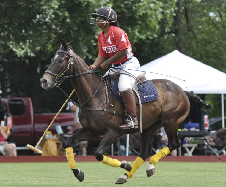 19-year-old Shariah Harris plays polo at the Polo Club in Lancaster, Pennsylvania.