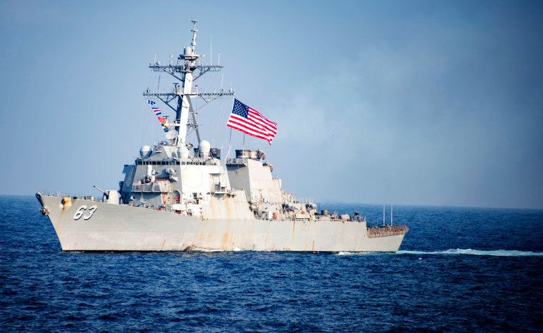 Image: US Navy destroyer USS Stethem transits waters east of the Korean peninsula