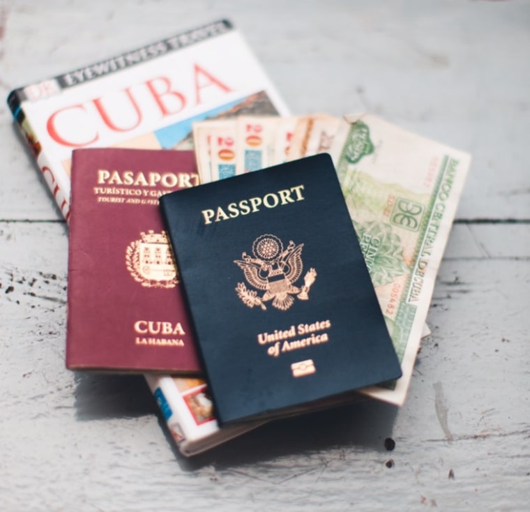 Image: Cuban Money with Cuban and American Passport