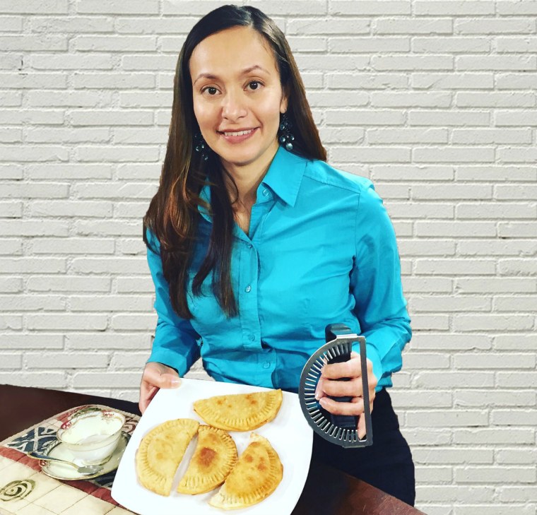 Image: Hipatia Lopez, 40, born and raised in New Jersey of Ecuadorian parents, is the creator of the Empanada Fork.