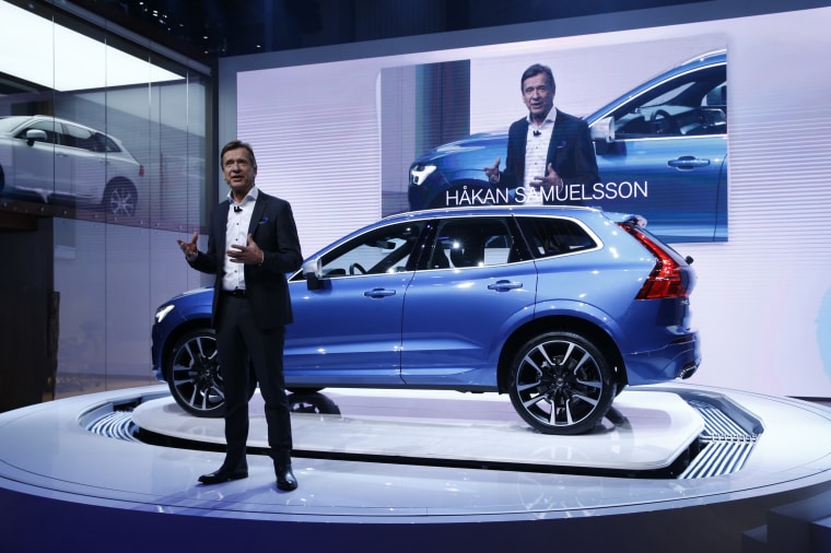 Image: Vovlo CEO Samuelsson speaks during presentation of the new Volvo XC60 car during the 87th International Motor Show at Palexpo in Geneva