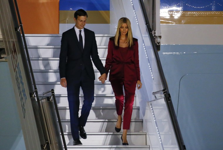 Image: Ivanka Trump and her husband Jared Kushner, senior advisor of President Donald Trump, arrive aboard Air Force One at Warsaw military airport in Warsaw