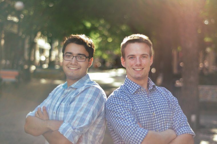 Matthew Rooda, right, with SwineTech co-founder Abraham Espinoza. Rooda's advice for young entrepreneurs: "You can't be afraid to ask for help."