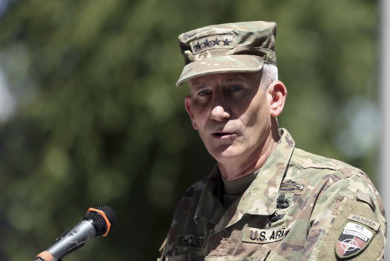 Image: General John Nicholson speaks during an opening ceremony of "Invictus Games" at the Resolute Support Headquarter in Kabul