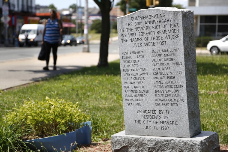 Image: A monument commemorates the Newark riots of 1967