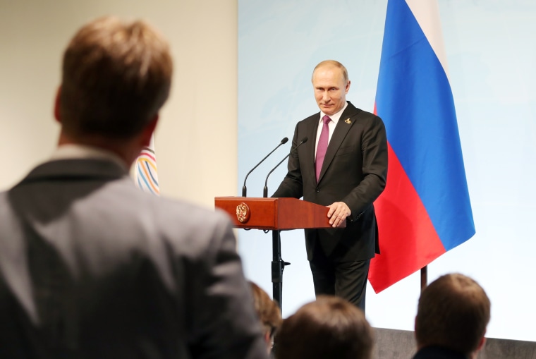 Image: Russia's President Vladimir Putin gives a news conference following the G20 leaders summit in Hamburg, Germany, July 8, 2017.