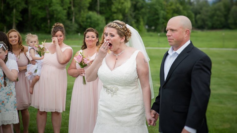 Becky Turney reacts to hearing the young man who received her late son's heart is at her wedding.