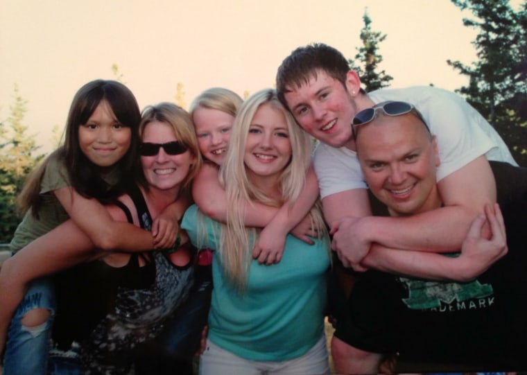 Becky and Kelly Turney with their kids, including Triston Green, second from the right, who died in October 2015.