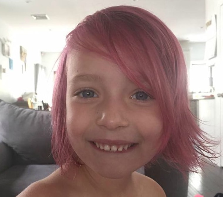 Bianca Jamotte's daughter, Lily, with her magenta hair.