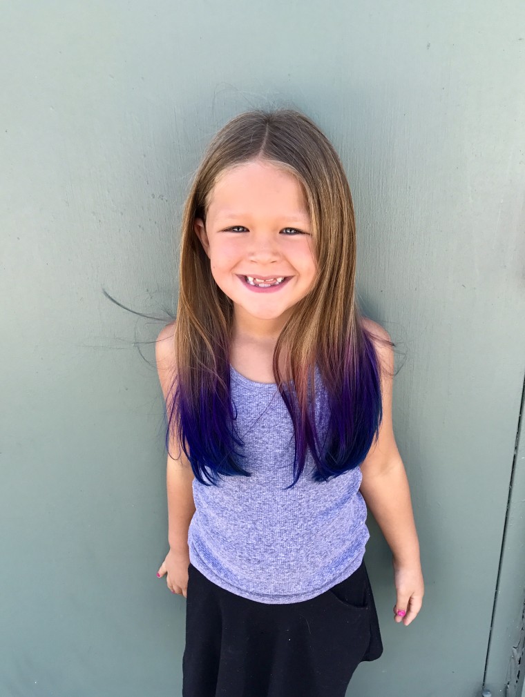 TODAY Contributor Terri Peters allowed her daughter, Kennedy, 6, to have her hair colored at the start of summer vacation.