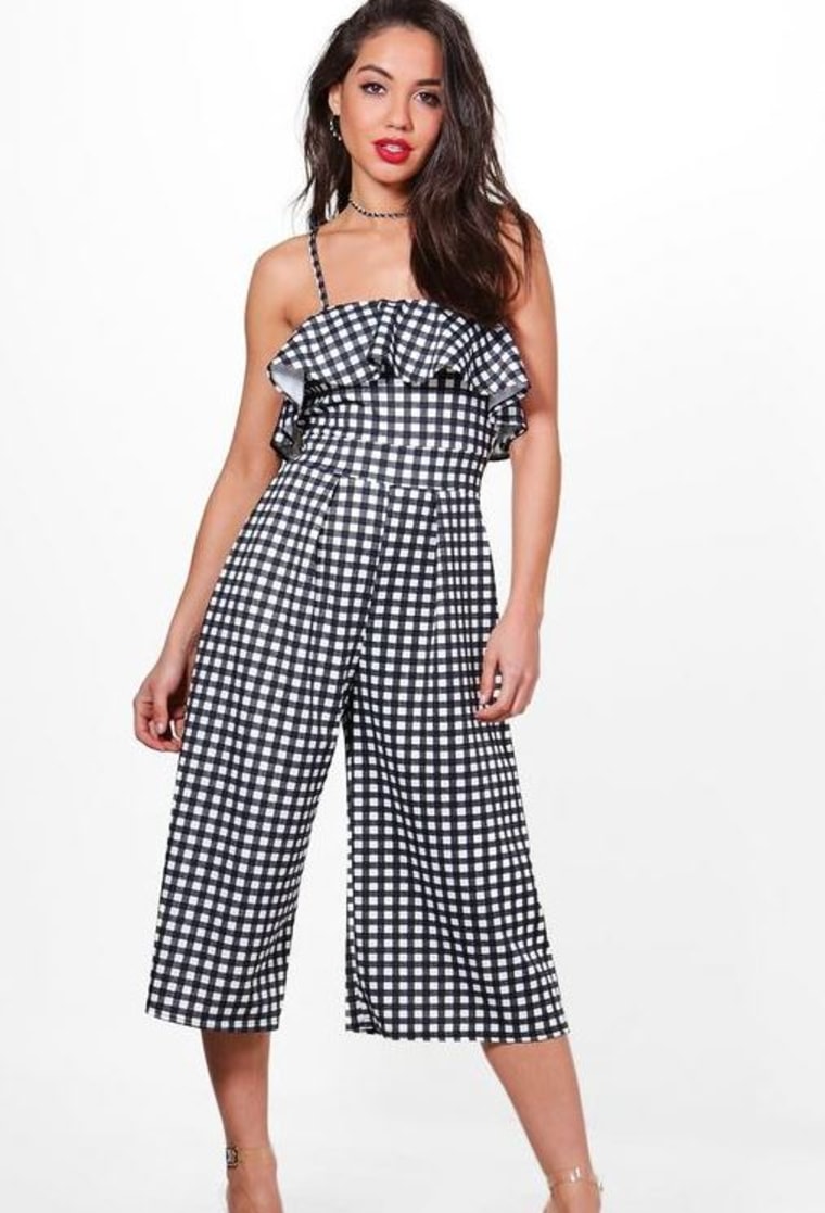 Jen Gingham Ruffle Culotte Jumpsuit