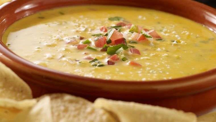 Queso cheese dip with chips