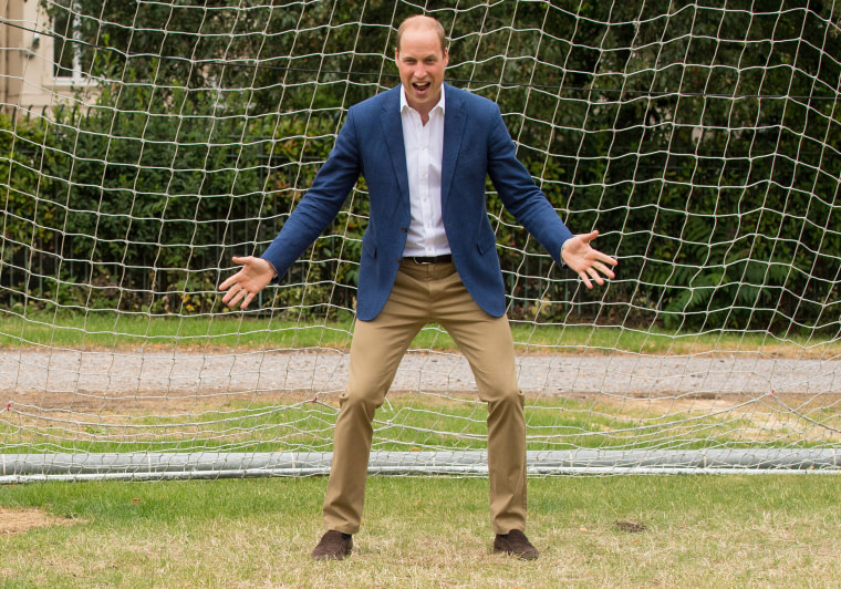 Prince William as soccer goalkeeper