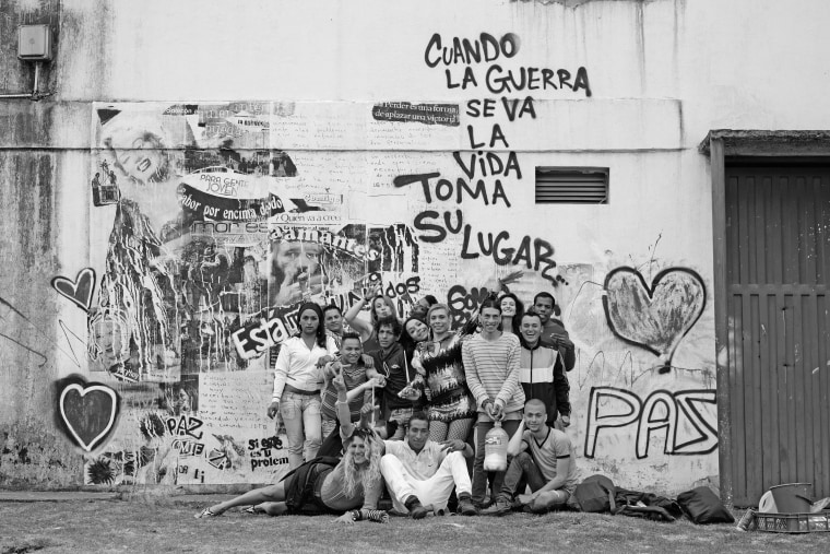 A group shot in the midst of work on a transgender art project at La Picota prison in Colombia.