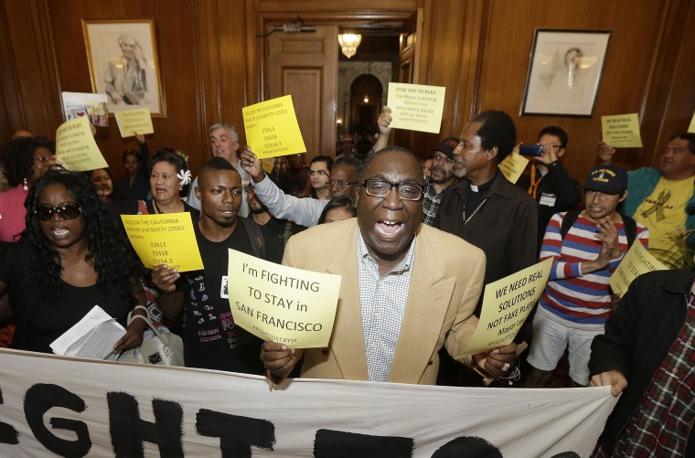 Image: Protesters outside of Mayor Ed Lee's office