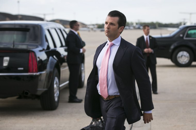 Image: Donald Trump Jr. arrives on Air Force One at Joint Base Andrews in Maryland
