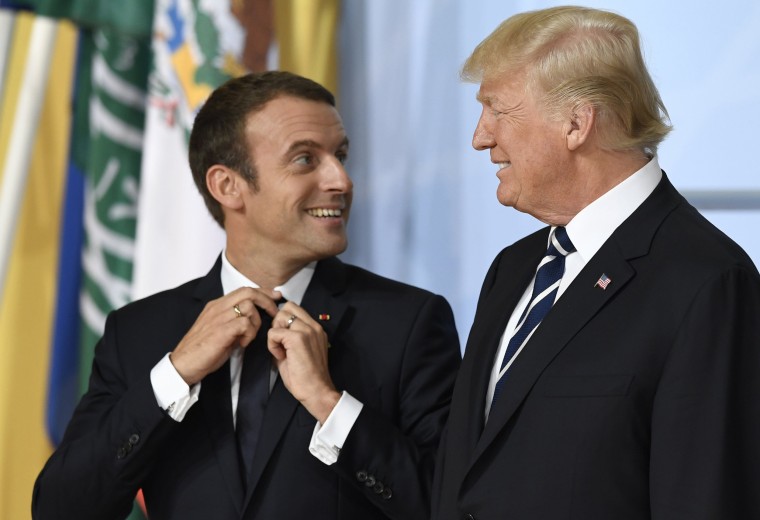 Image: Presidents Emmanuel Macron and Donald Trump at the G20 summit in Hamburg, Germany