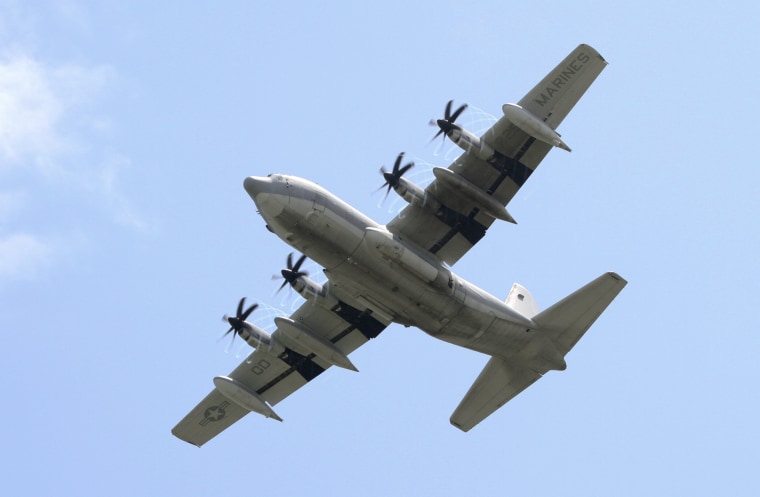 Image: A US Navy KC-130 military plane