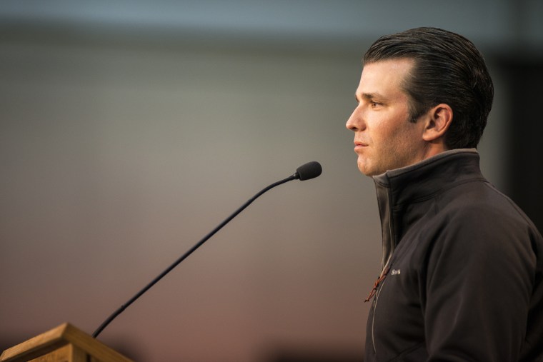 Image: Donald Trump Jr. speaks at a rally for Republican Greg Gianforte