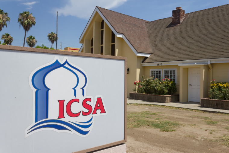 The exterior of the Islamic Center of Santa Ana mosque, which was founded by Cambodian refugees from the Cham ethnic group in Southern California.