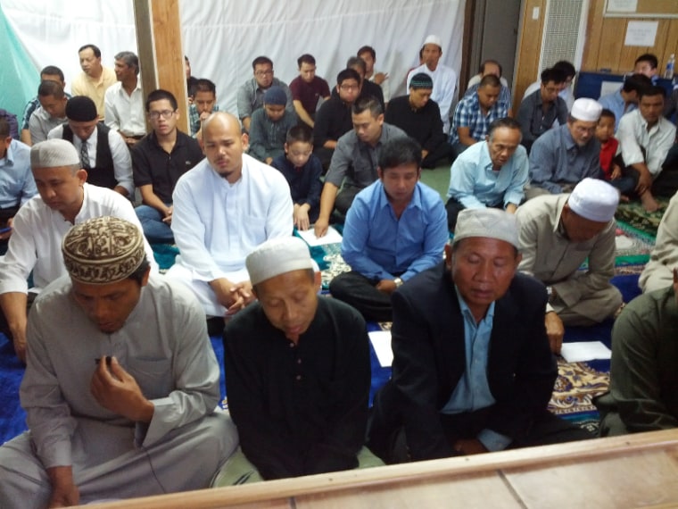 Members of the Islamic Center of Santa Ana pray in their old prayer space.