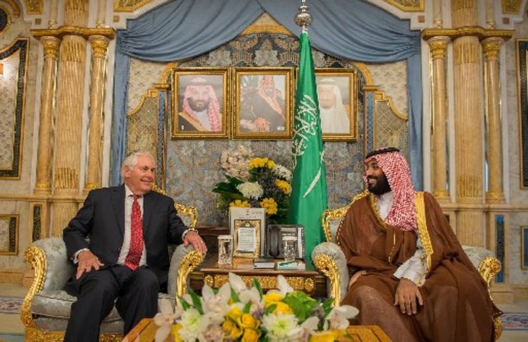 Image: Saudi Crown Prince Mohammad bin Salman bin Abdel Aziz al-Saud and U.S. Secretary of State Rex Tillerson