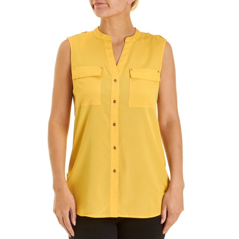 Sleeveless Button-Front Blouse