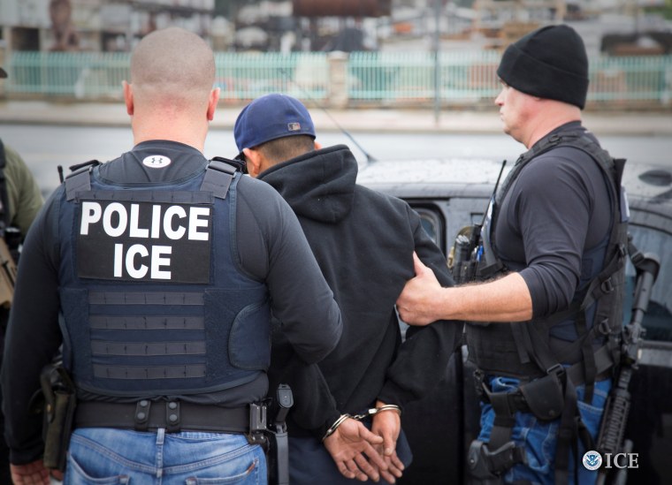 Image: ICE officers detain a suspect as they conduct a targeted enforcement operation in Los Angeles