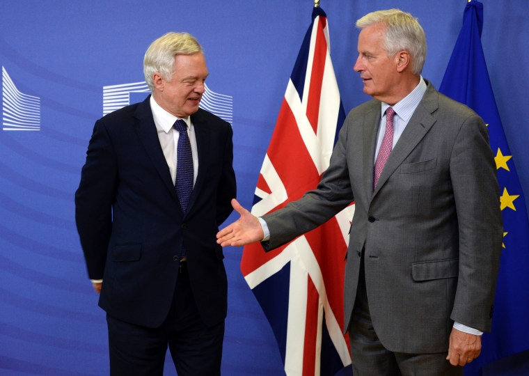 Image: David Davis and Michel Barnier