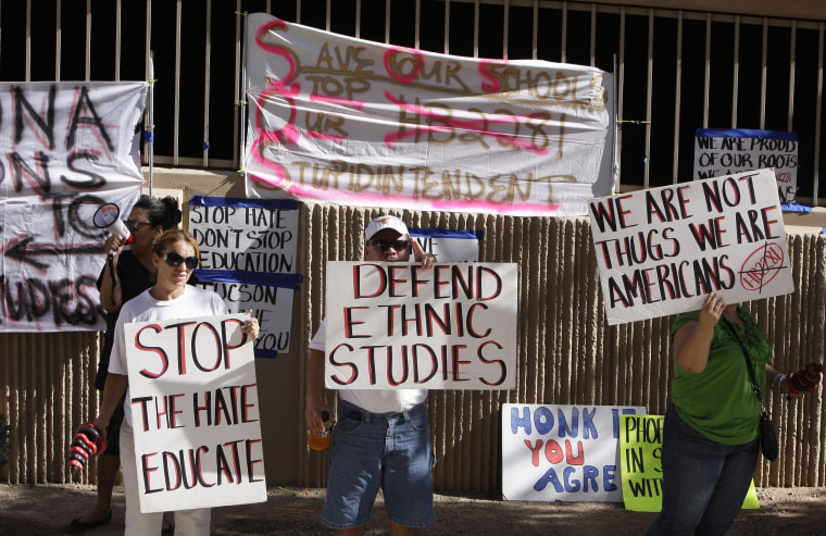 Image: Protesters gather to support the Tucson Unified School District