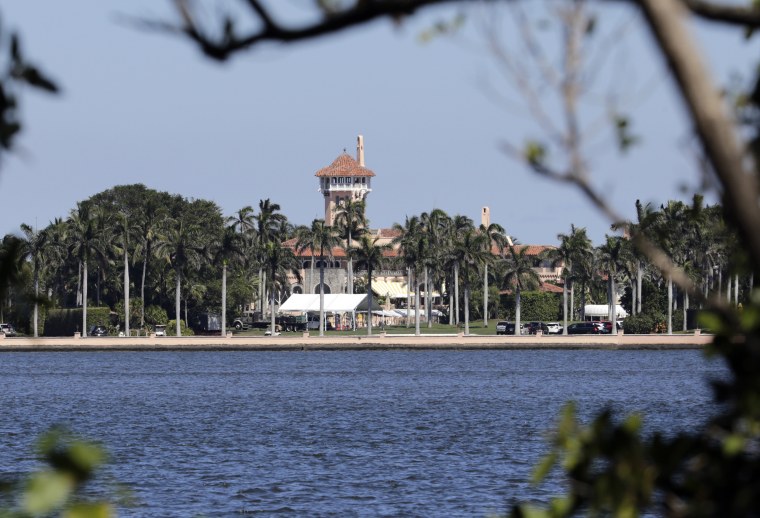 President Donald Trump's Mar-a-Lago resort is seen from the mainland on April 7, 2017, in Palm Beach, Florida.
