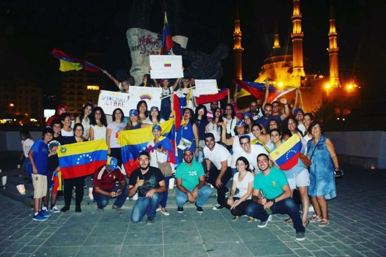 Rally in support of peace in Venezuela in Martyr's Square, Beirut, Lebanon.