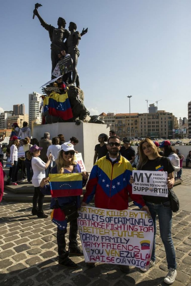 Rally in support of peace in Venezuela in Martyr's Square, Beirut, Lebanon.