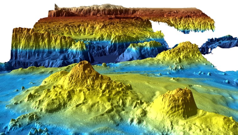 Image: One of images released by Geoscience Australia shows a three-dimensional view of the sea floor searched in the hunt for MH370