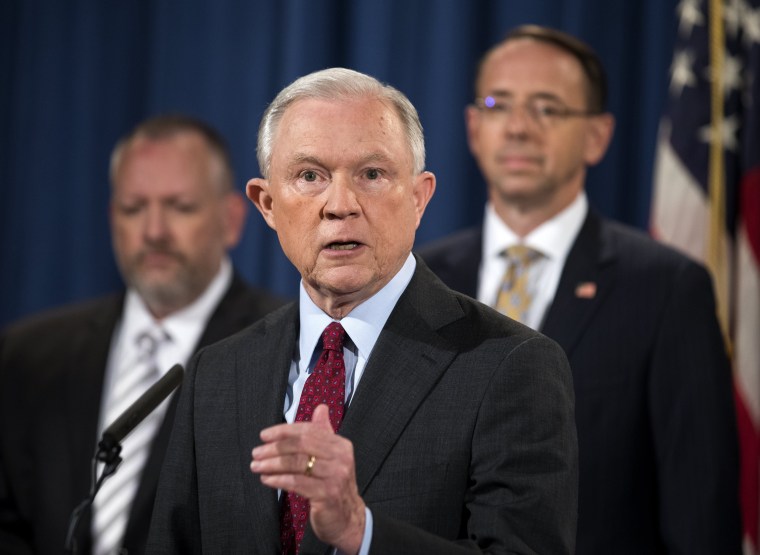 Image: Sessions, Rosenstein, McCabe Announce Cybercrime Bust at Justice