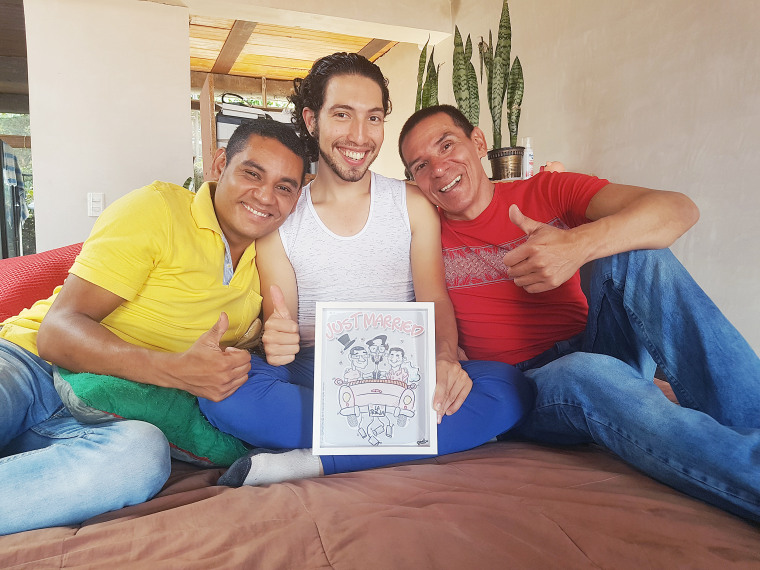 Image: Alejandro Rodriguez, Victor Hugo Prada and Manuel Bermudez are planning to hold a public wedding ceremony